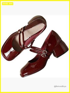 Chunky Low Block Heel Dress Shoes Mary Janes Comfortable Closed Toe Work Pumps